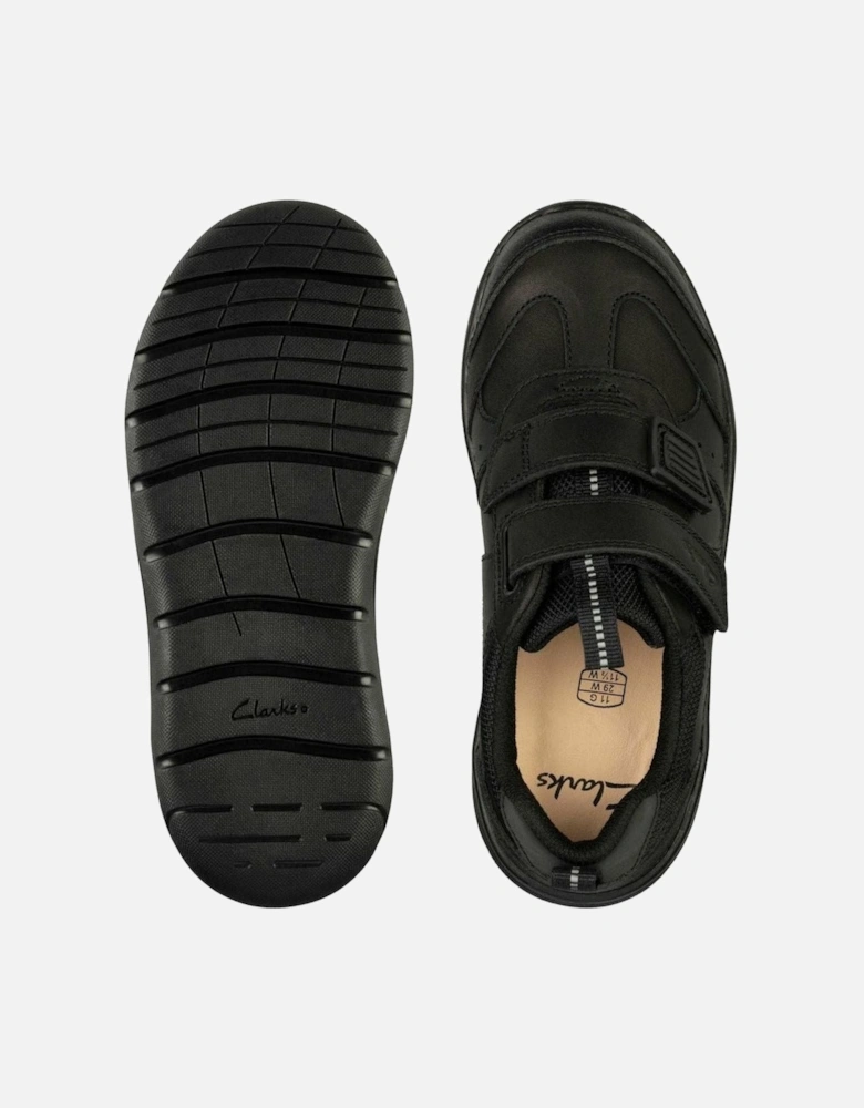 Scooter Run Kid black leather school shoe