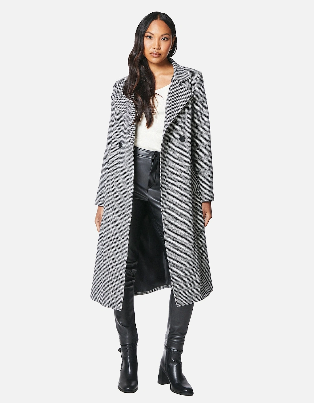 Womens/Ladies Checked Wrap Belted Coat