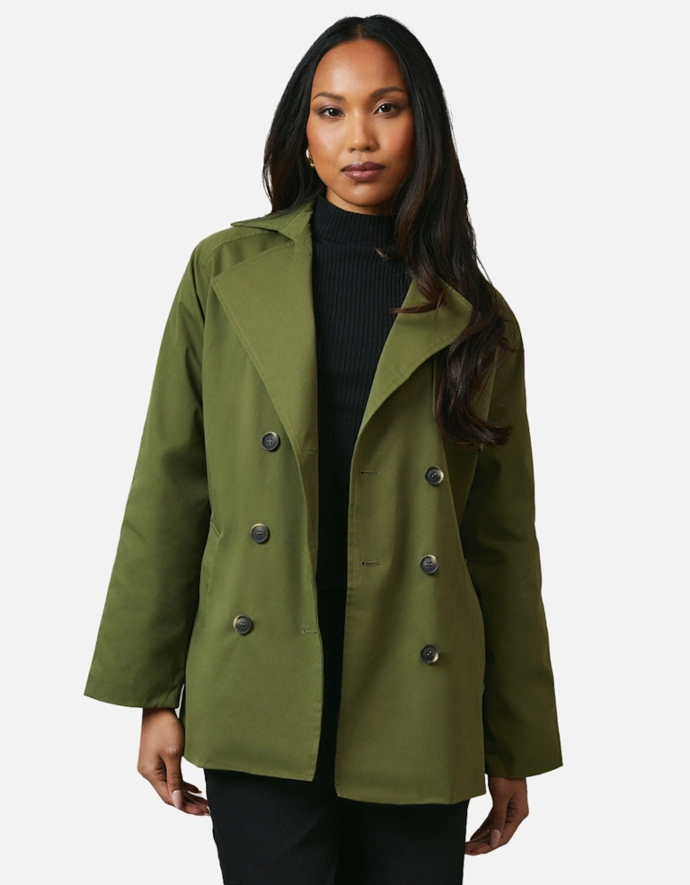 Womens/Ladies Short Relaxed Fit Trench Coat