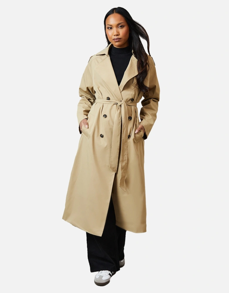 Womens/Ladies Longline Relaxed Fit Trench Coat