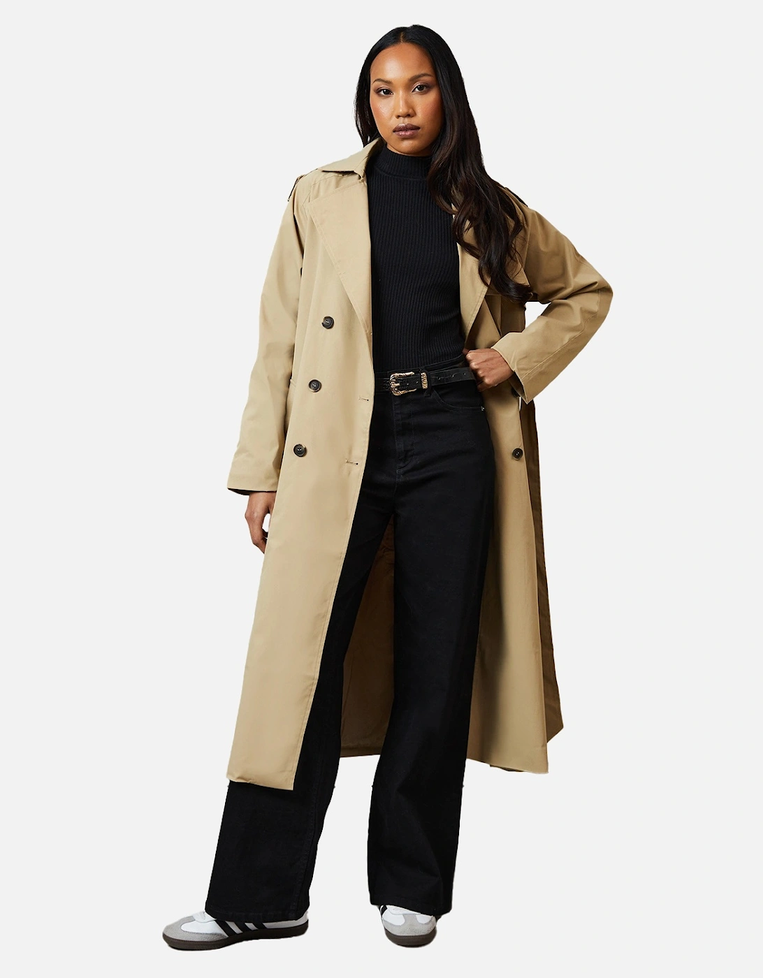 Womens/Ladies Longline Relaxed Fit Trench Coat