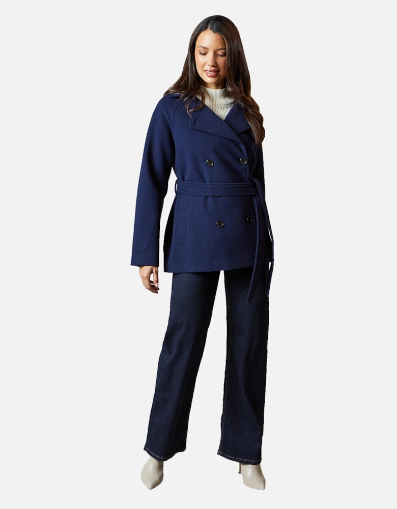 Womens/Ladies Wool Double-Breasted Short Trench Coat