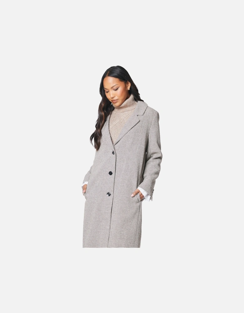 Womens/Ladies Checked Single-Breasted Longline Coat