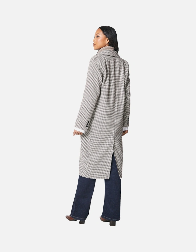 Womens/Ladies Checked Single-Breasted Longline Coat