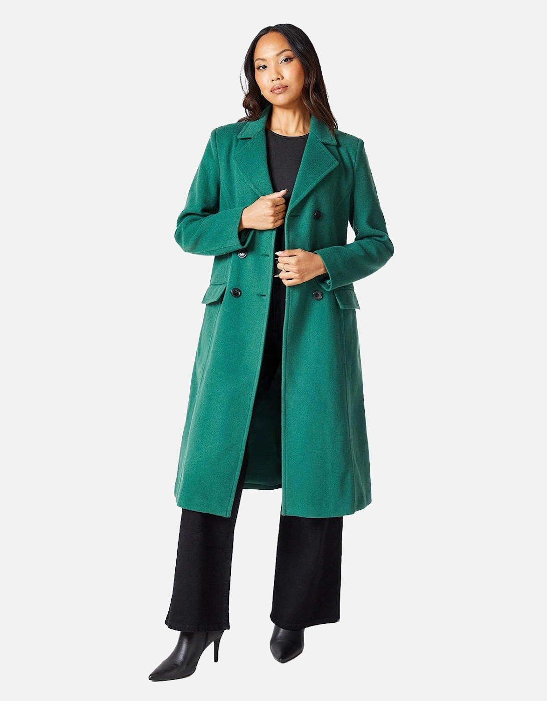 Womens/Ladies Midi Faux Wool Double-Breasted Fitted Coat, 4 of 3