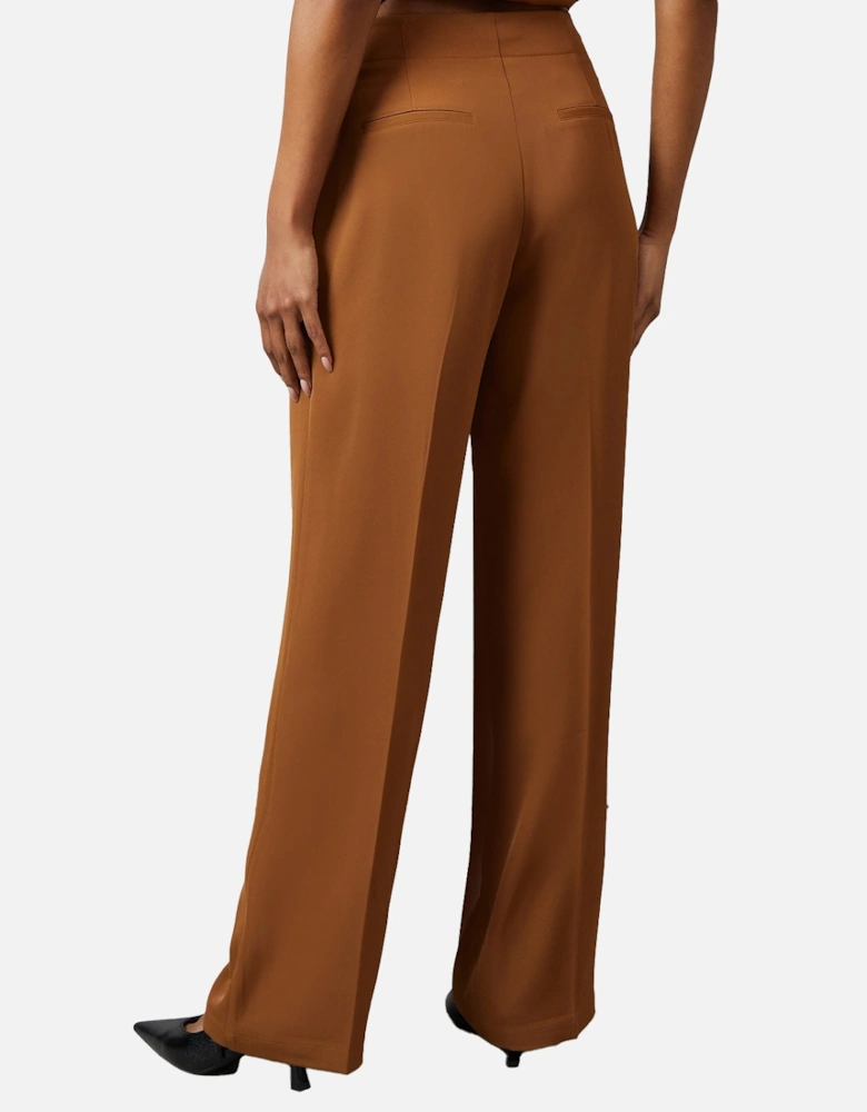 Womens/Ladies Button Detail Straight Leg Trousers