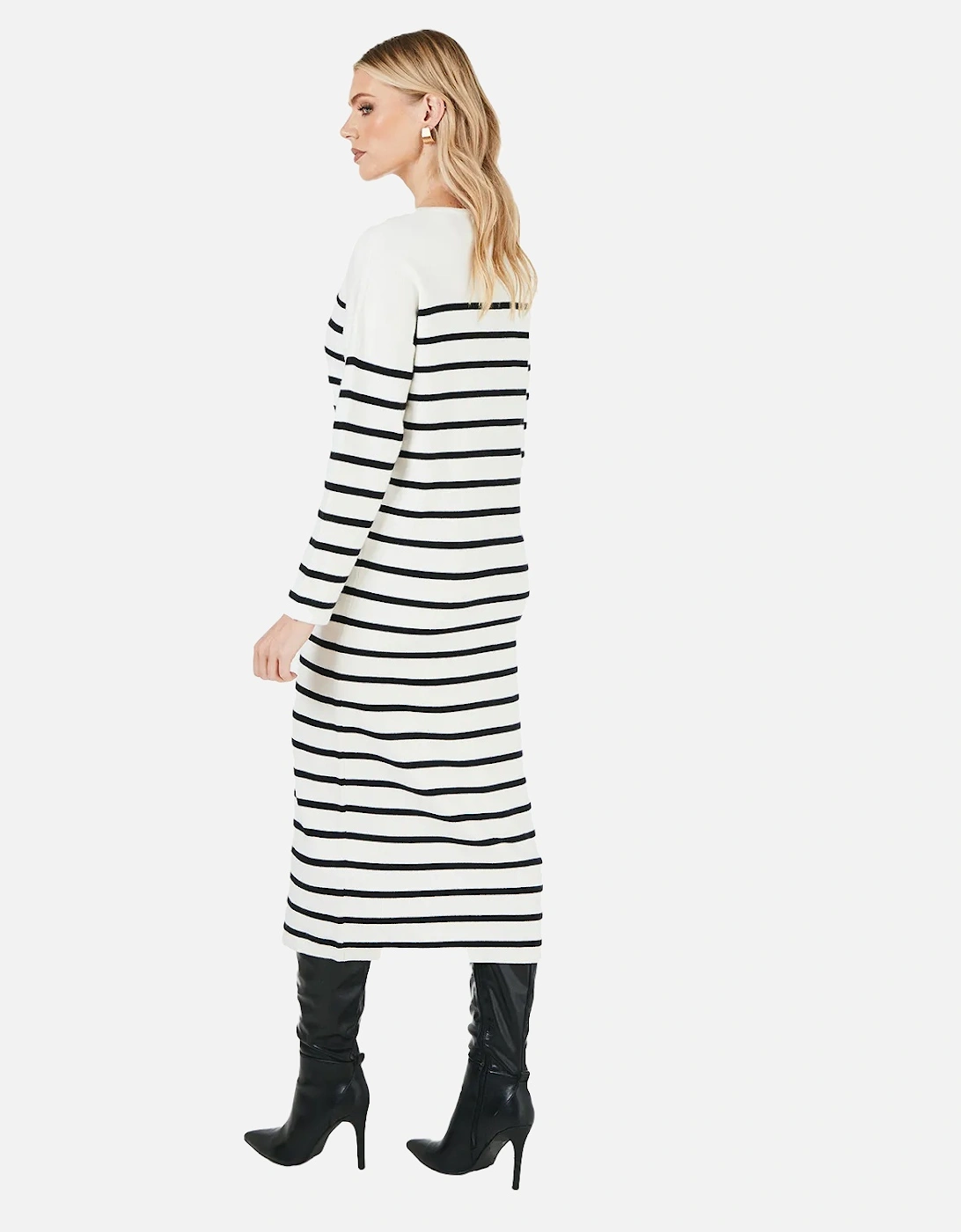 Womens/Ladies Striped Knitted Slouch Midi Dress
