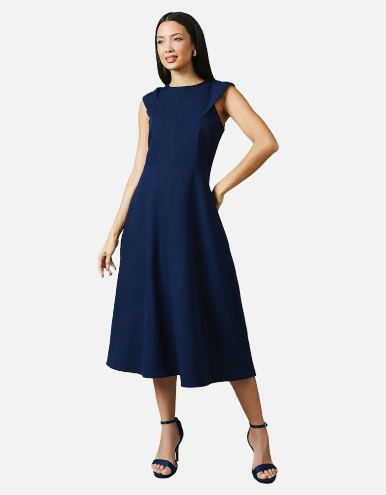 Womens/Ladies Structured Fitted And Flared Midi Dress