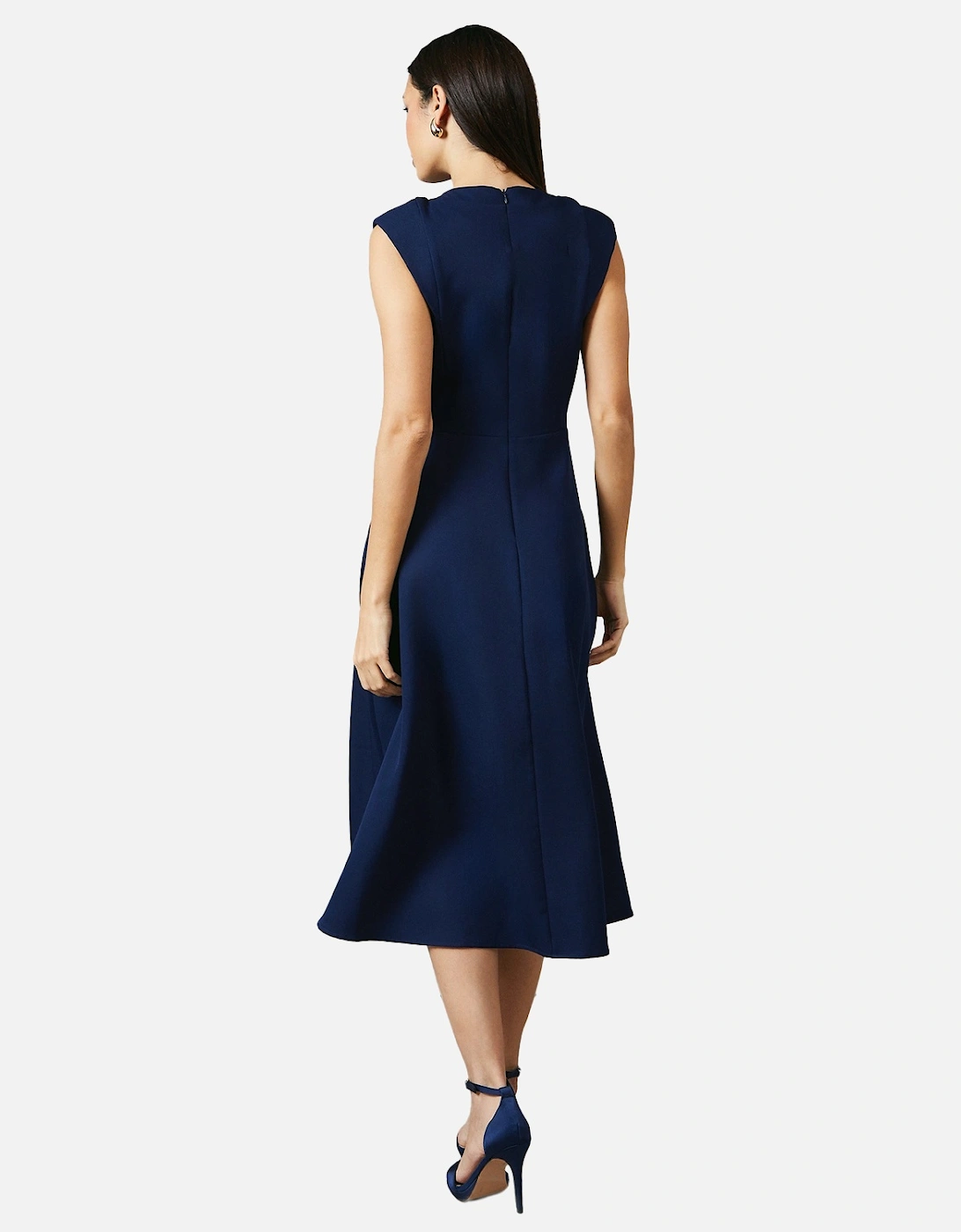 Womens/Ladies Structured Fitted And Flared Midi Dress