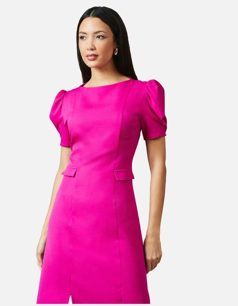 Womens/Ladies Puff Sleeve Midi Dress