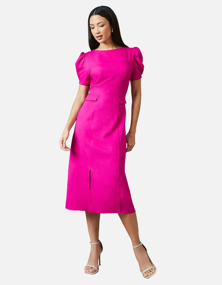 Womens/Ladies Puff Sleeve Midi Dress