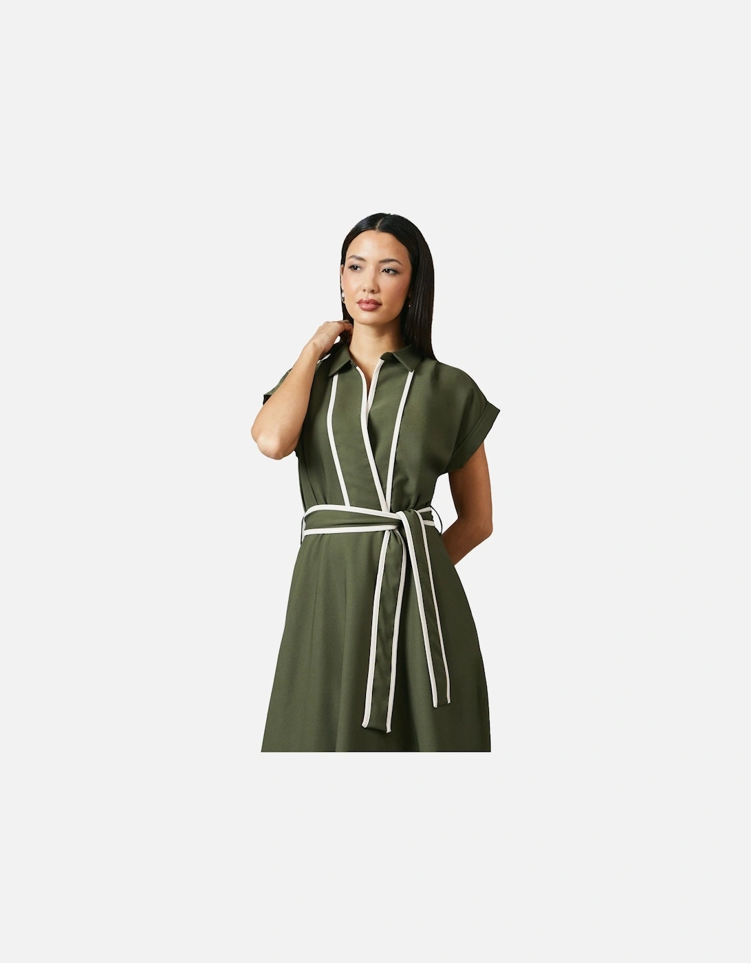 Womens/Ladies Contrast Detail Collared Midi Dress, 4 of 3