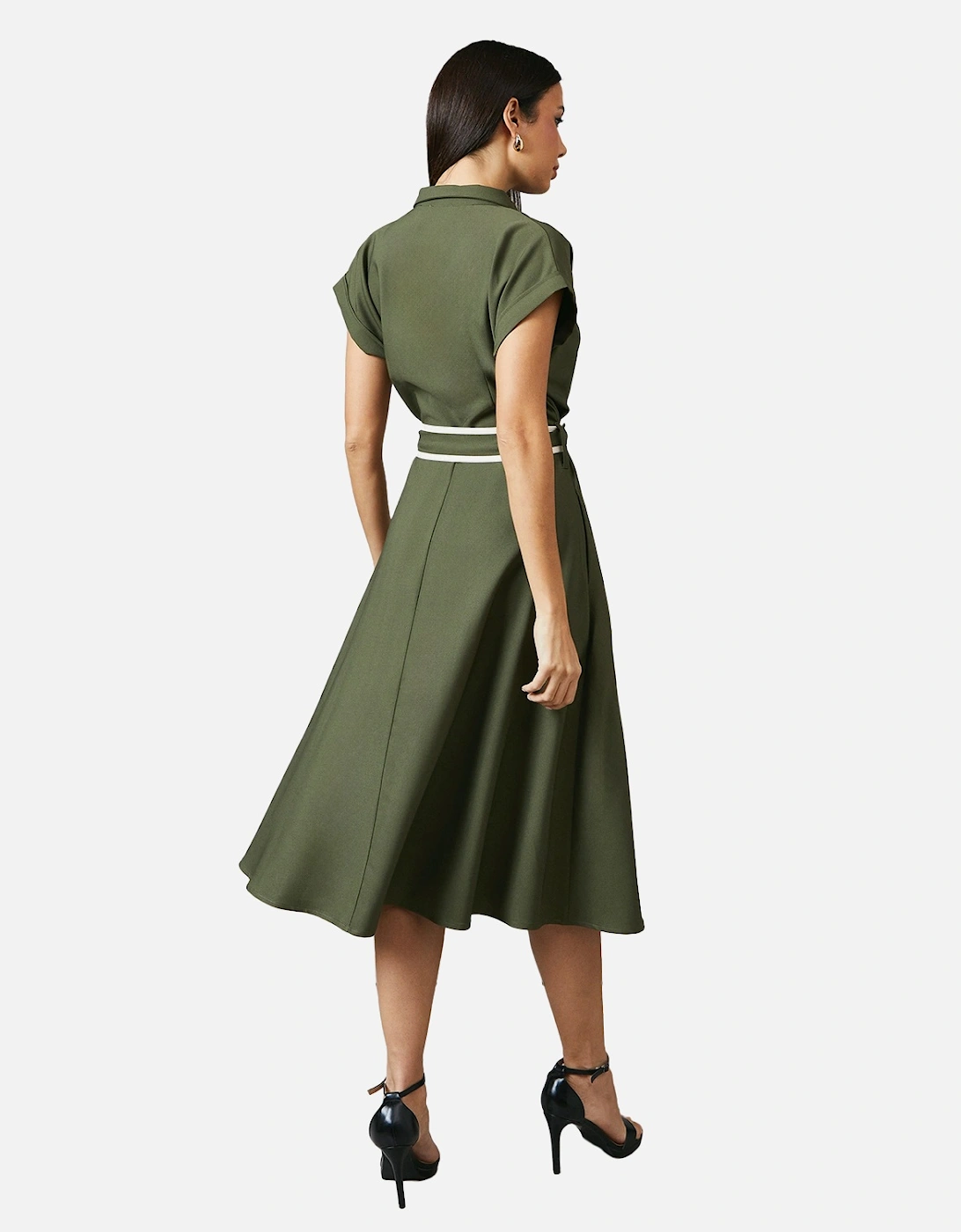 Womens/Ladies Contrast Detail Collared Midi Dress