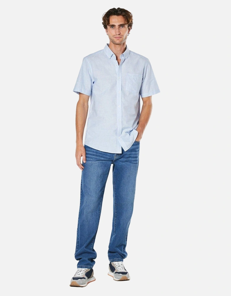 Mens Slub Poplin Short-Sleeved Shirt