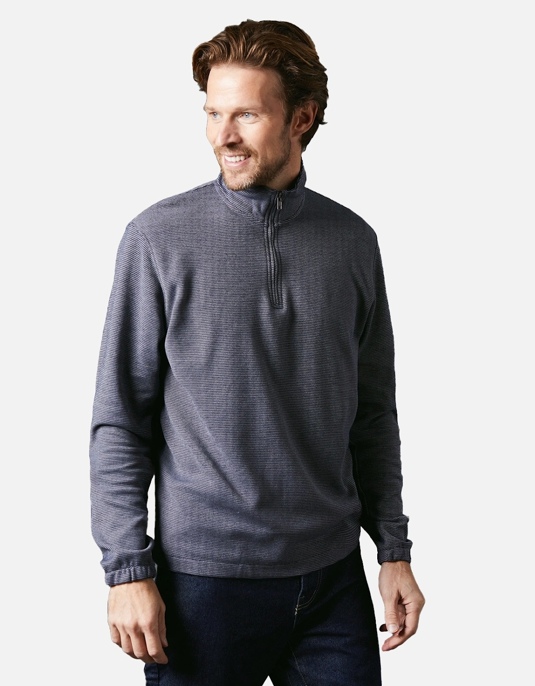 Mens Birdseye Funnel Neck Sweatshirt, 4 of 3