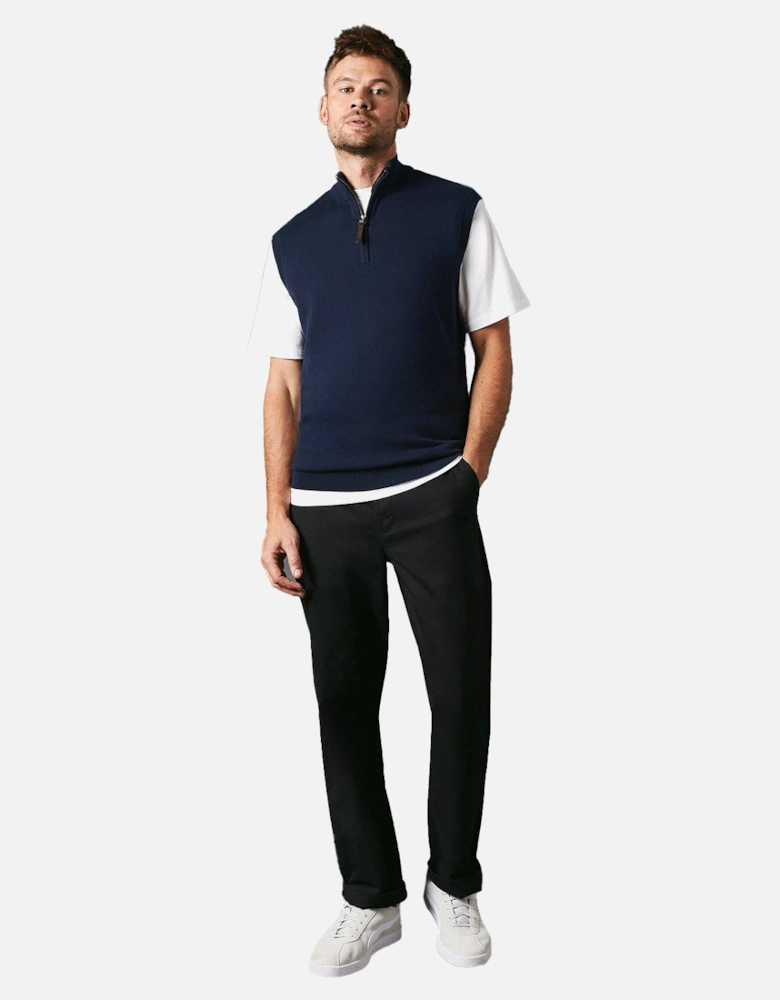Mens Knitted Zip Neck Sleeveless Pullover