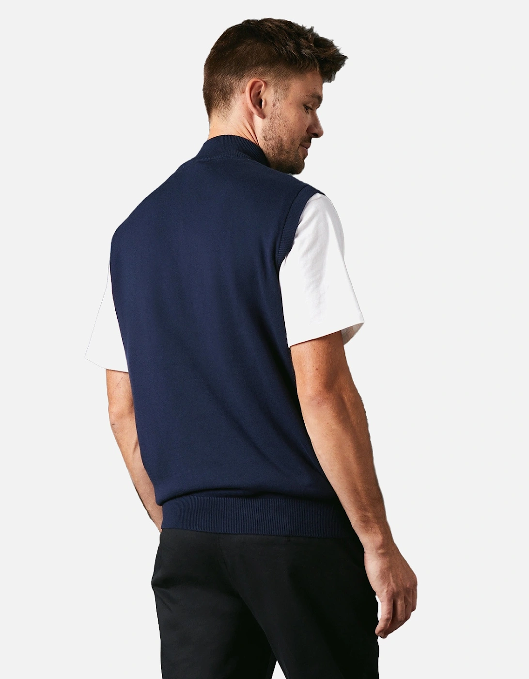 Mens Knitted Zip Neck Sleeveless Pullover