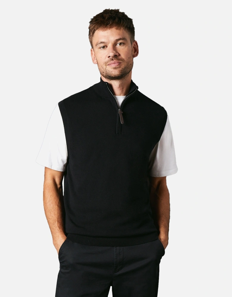 Mens Knitted Zip Neck Sleeveless Pullover