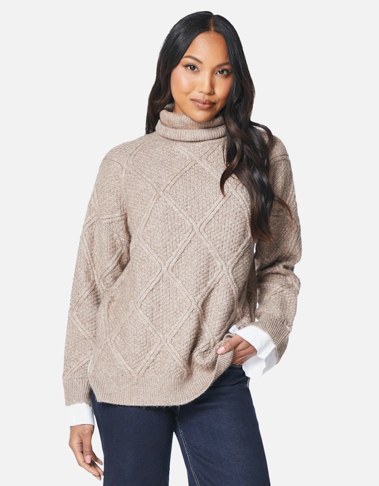 Womens/Ladies 2 in 1 Diamond Stitch Jumper