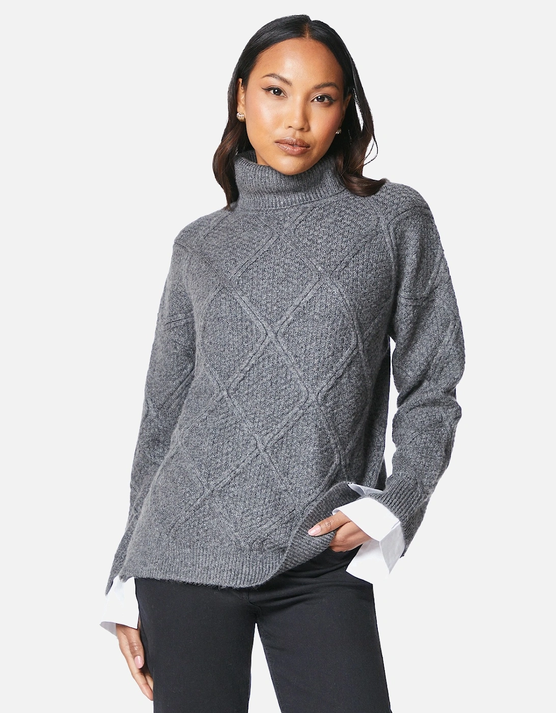 Womens/Ladies 2 in 1 Diamond Stitch Jumper, 4 of 3