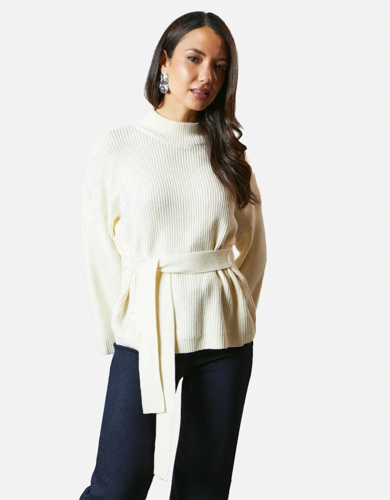 Womens/Ladies High-Neck Tie Back Jumper