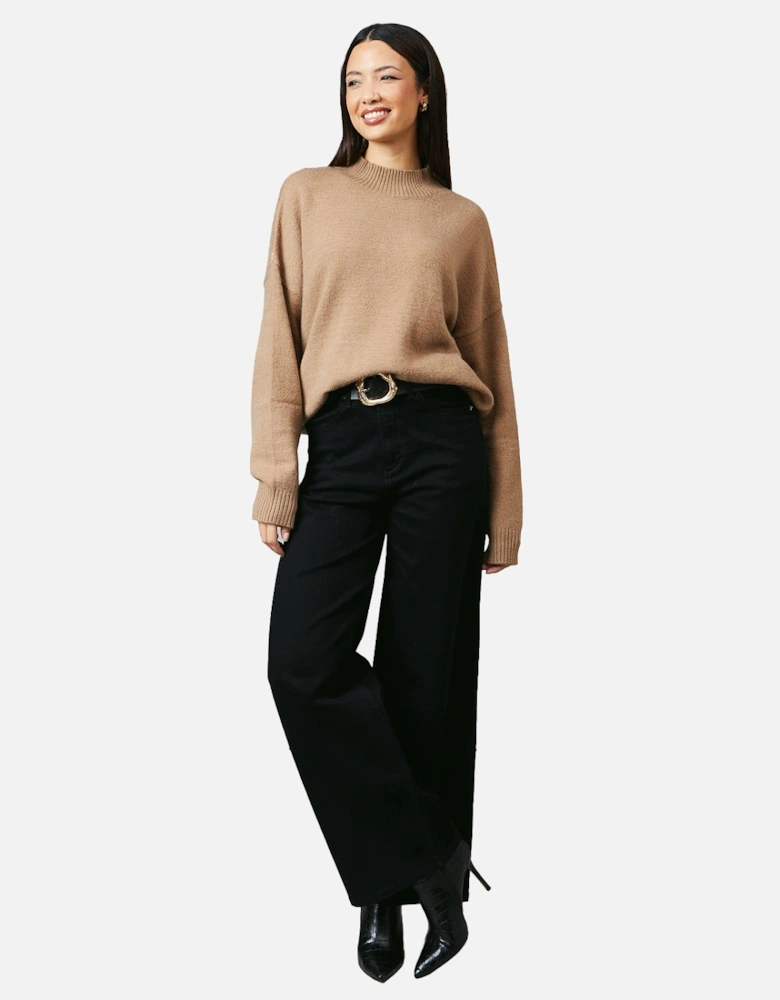 Womens/Ladies High-Neck Jumper