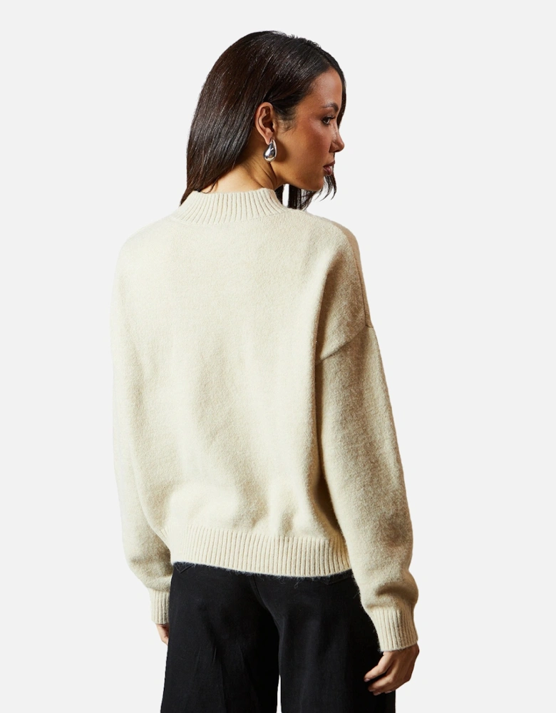 Womens/Ladies High-Neck Jumper