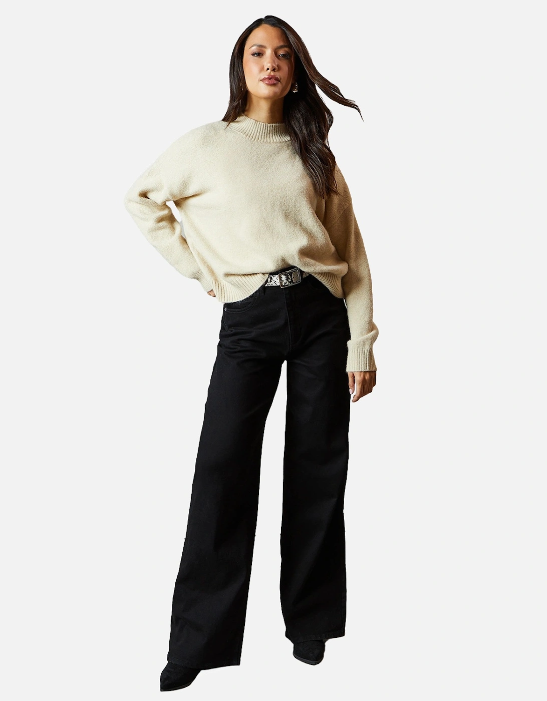 Womens/Ladies High-Neck Jumper
