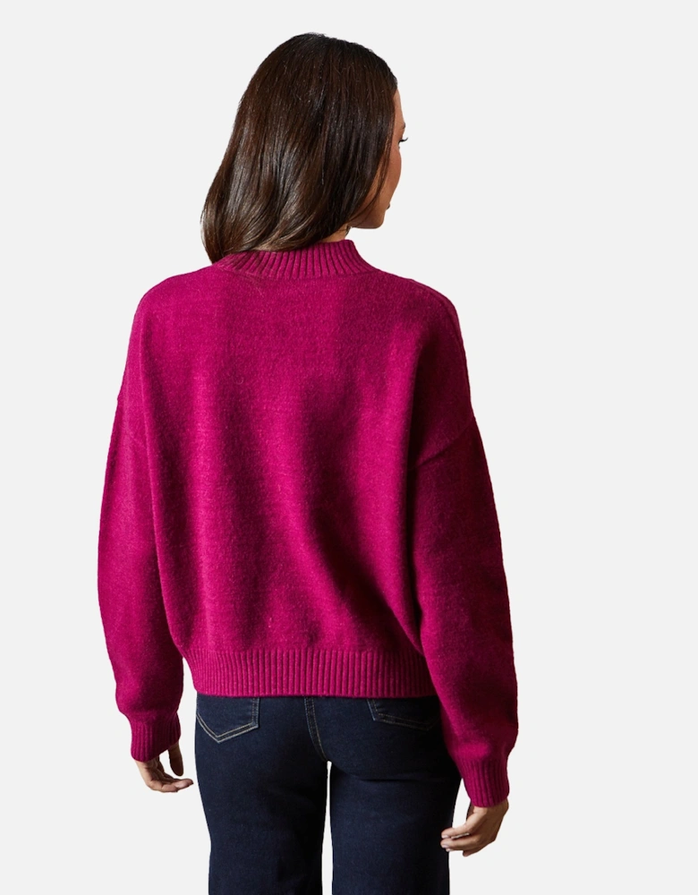 Womens/Ladies High-Neck Jumper