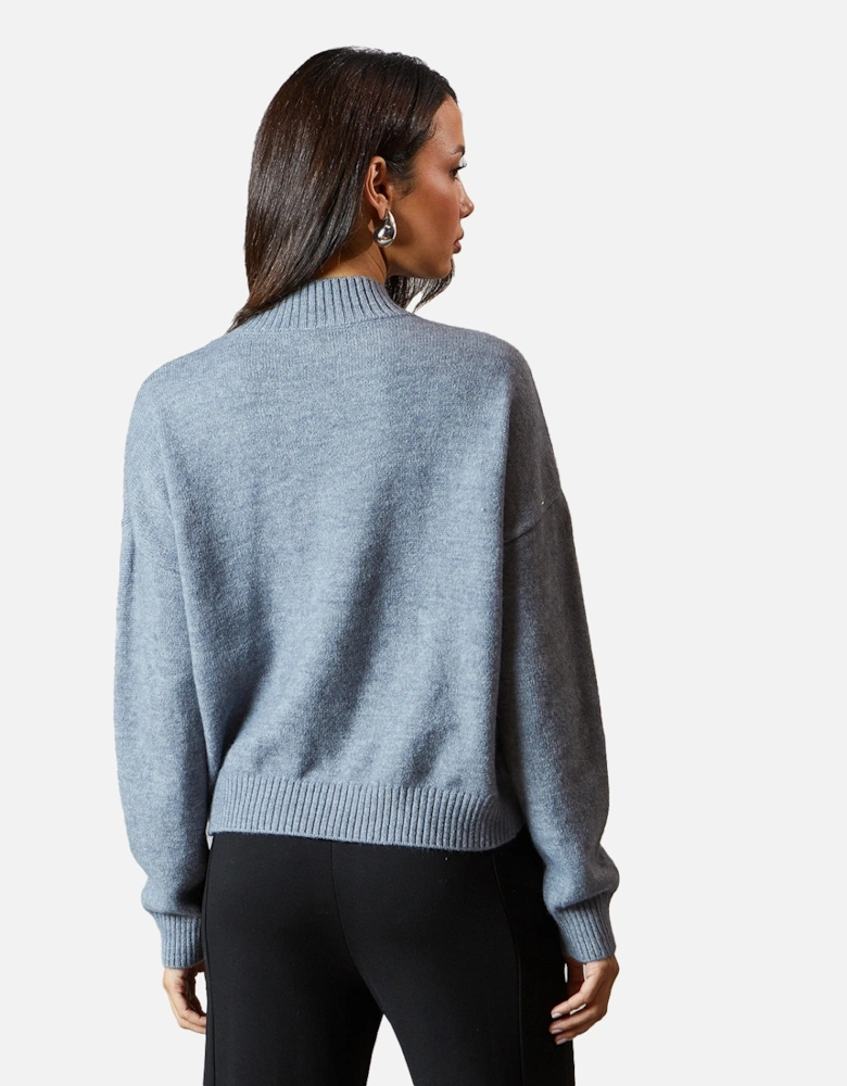 Womens/Ladies High-Neck Jumper