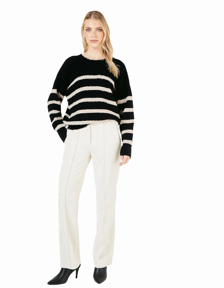 Womens/Ladies Striped Oversized Jumper