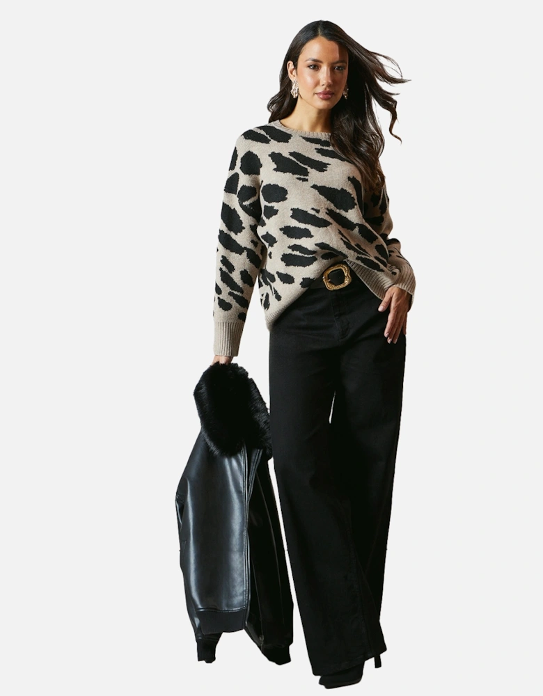 Womens/Ladies Animal Print Jacquard Jumper