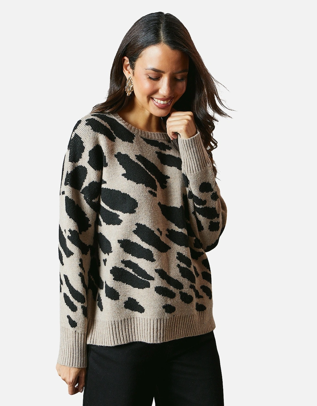 Womens/Ladies Animal Print Jacquard Jumper, 4 of 3