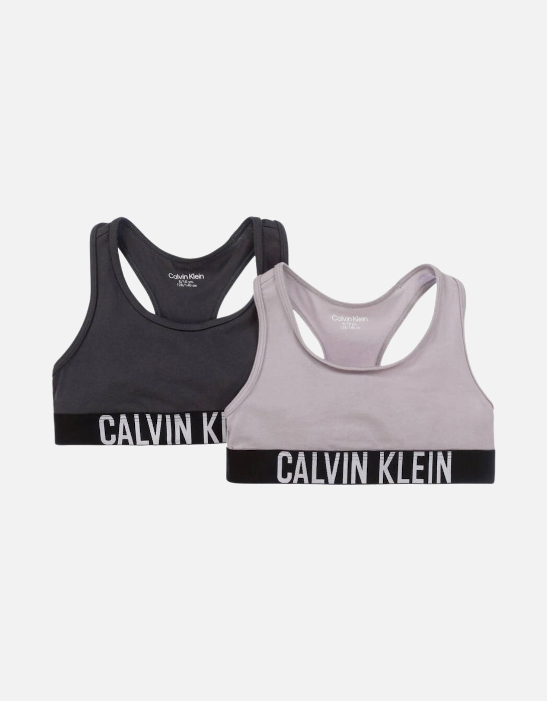 Calvin Klein Girl's Girls 2-Pack Intense Power Bralettes, Ash/Grey w/ silver - Black - Size: 14 years/15 years/16 years
