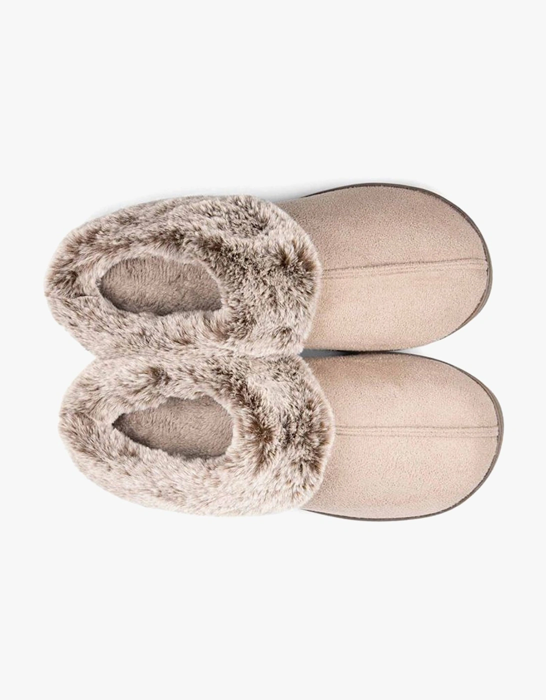 FLORRIE Womens (EE Fit) Mule Slippers Taupe Combi