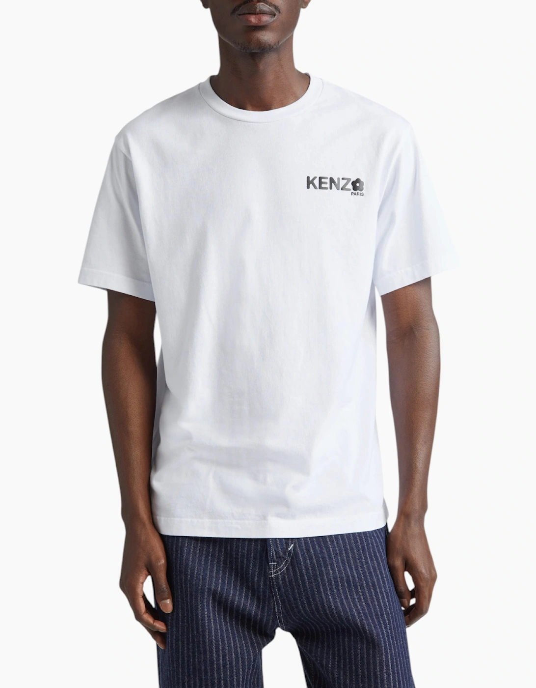 Kenzo Men's White T Shirts Boke Flower 2.0 Graphic Print Cotton Crew Neck Short Sleeve - Size: 42