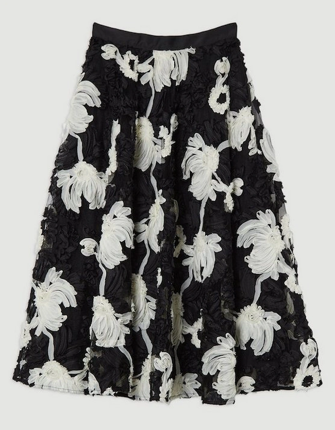 Rosette Mono Textured Woven Prom Skirt