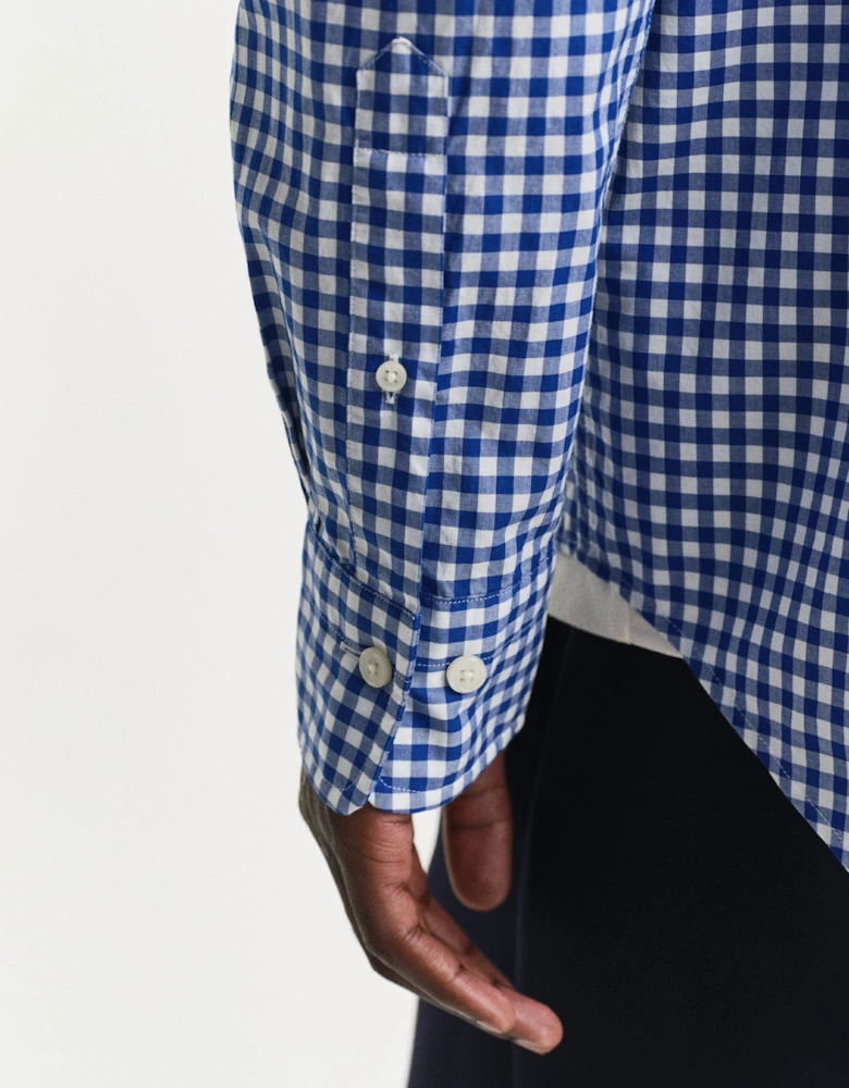 Regular Classic Poplin Gingham Shirt, College Blue