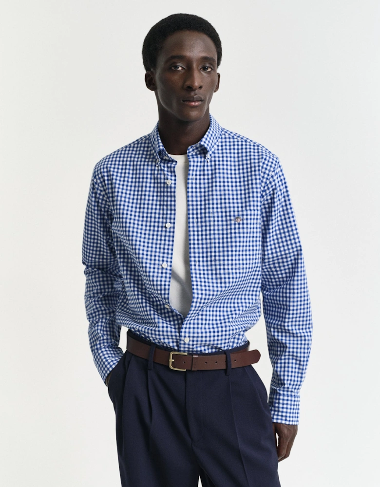 Regular Classic Poplin Gingham Shirt, College Blue