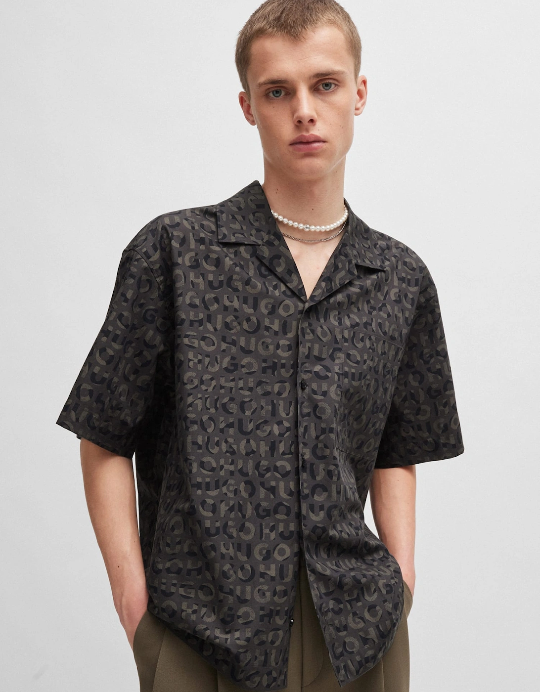 Seasonal Print Overshirt-Fit Shirt