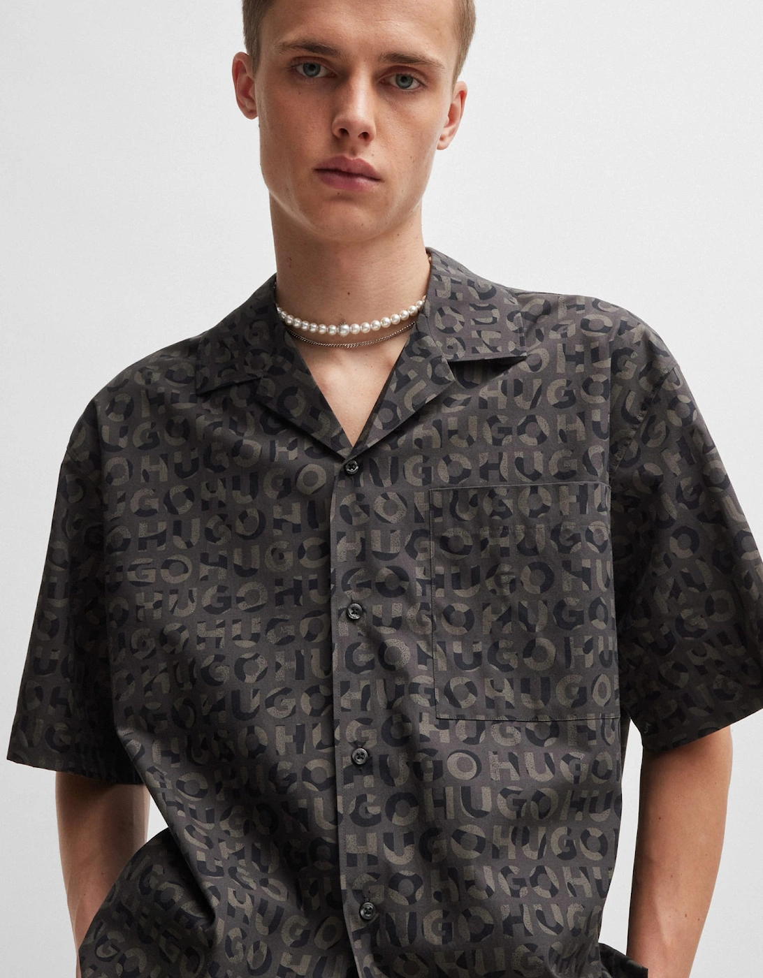 Seasonal Print Overshirt-Fit Shirt