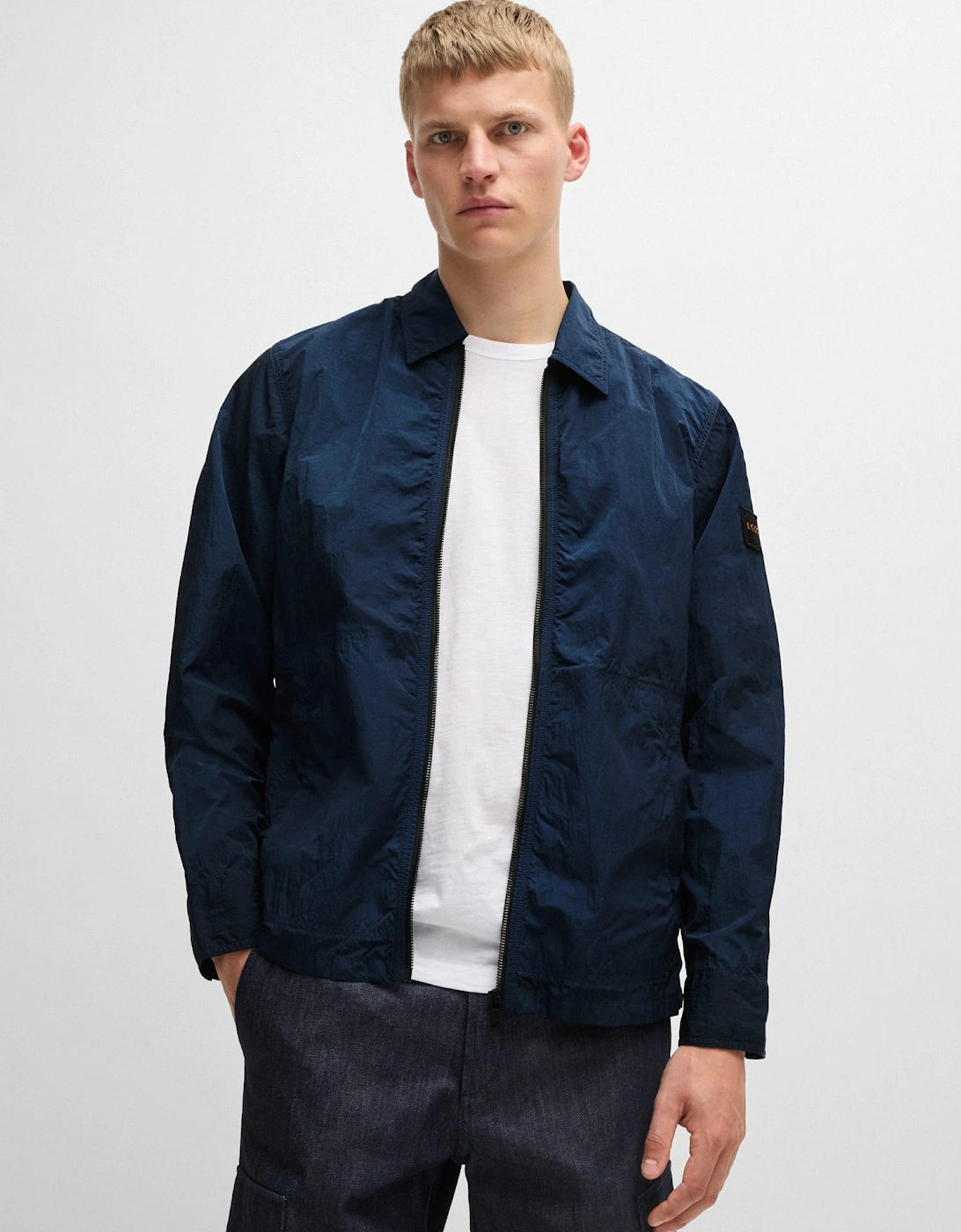 Crinkle-Effect Fabric Oversized-Fit Overshirt