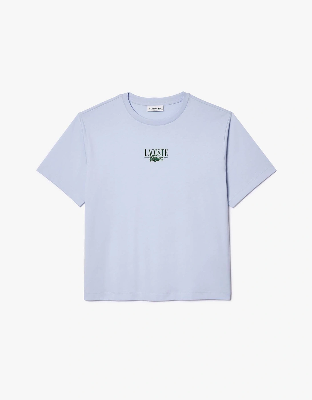 Lacoste Women's Relaxed-Fit Printed Cotton T-Shirt - Blue - Size: 14