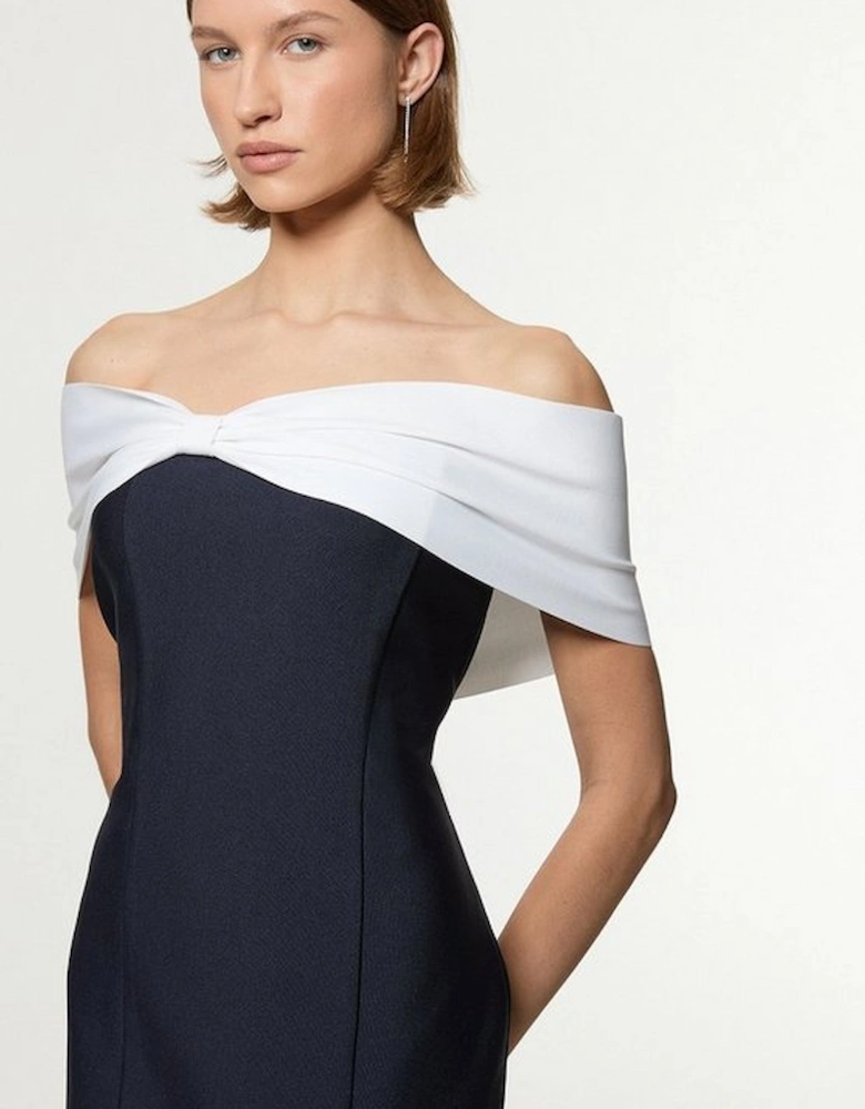 Petite Bandage Bandeau Contrast Midi Dress