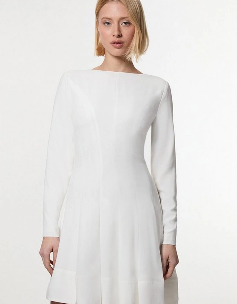 Pleated Long Sleeve Woven Mini Dress