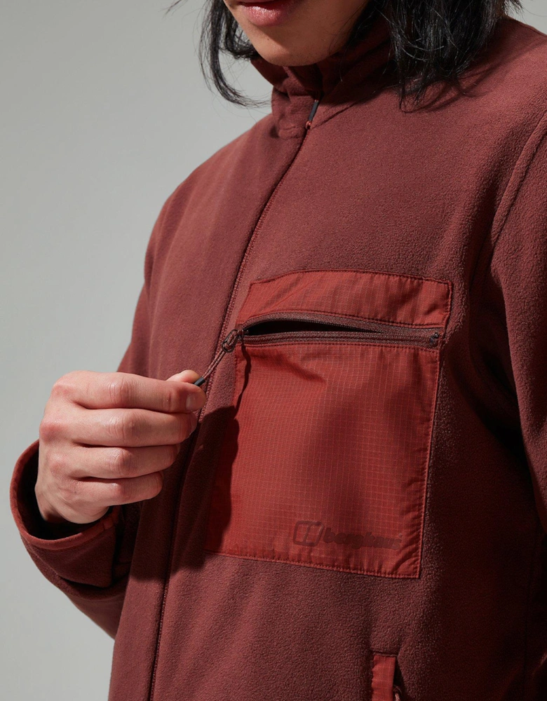 Mens Aslam Full Zip Micro Fleece - Brown