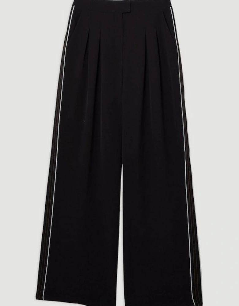 Soft Tailored Contrast Tipped Wide Leg Trouser