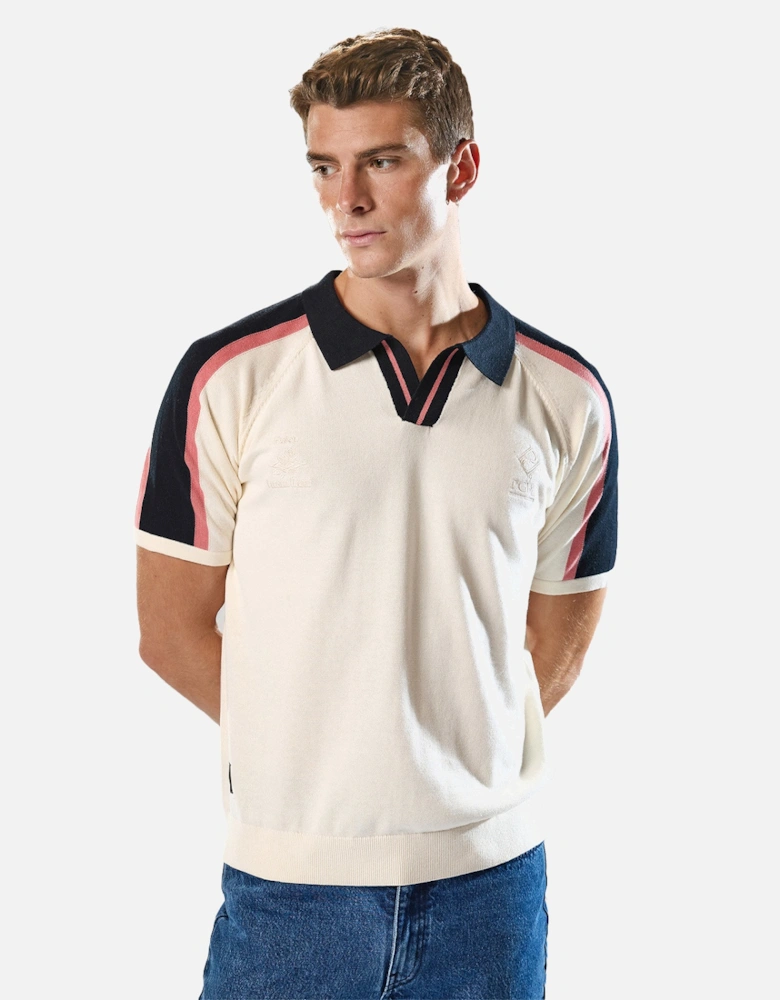 Mens Palet Percival Knitted Stripes Football Polo Shirt