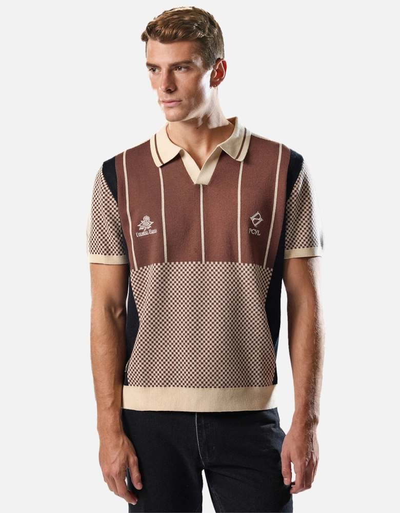 Mens Palet Percival Knitted Stripes Football Polo Shirt