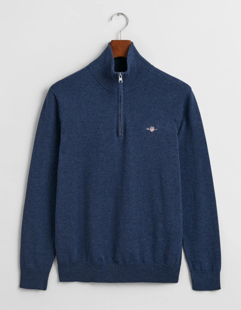 Classic Cotton Half Zip Sweater, Dark Jeans Blue Melange